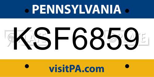 KSF6859 Pennsylvania License Plate