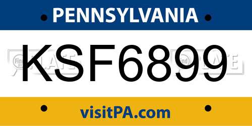 KSF6899 Pennsylvania License Plate