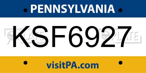 KSF6927 Pennsylvania License Plate