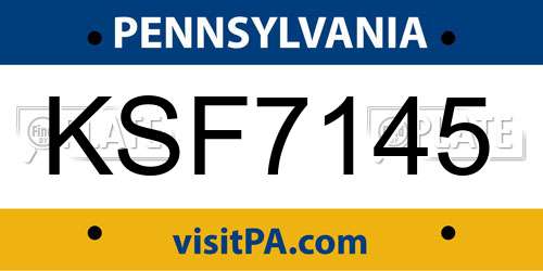 KSF7145 Pennsylvania License Plate