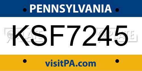 KSF7245 Pennsylvania License Plate