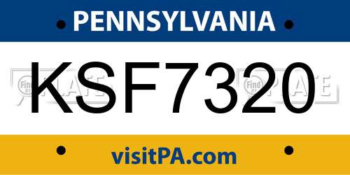 KSF7320 Pennsylvania License Plate