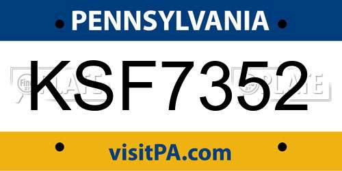 KSF7352 Pennsylvania License Plate