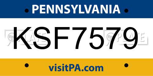 KSF7579 Pennsylvania License Plate