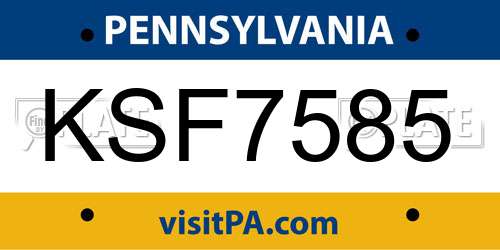 KSF7585 Pennsylvania License Plate