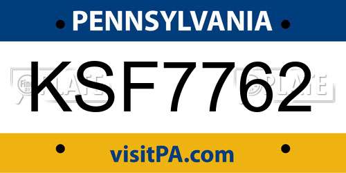 KSF7762 Pennsylvania License Plate