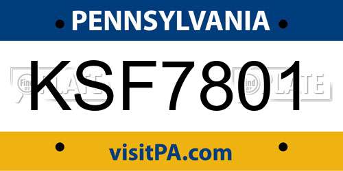 KSF7801 Pennsylvania License Plate