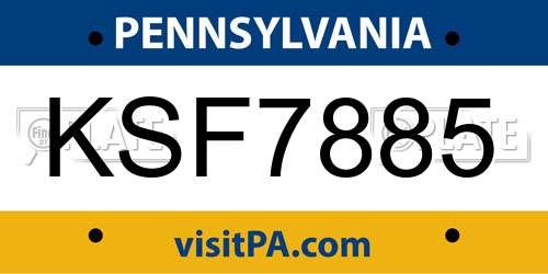 KSF7885 Pennsylvania License Plate