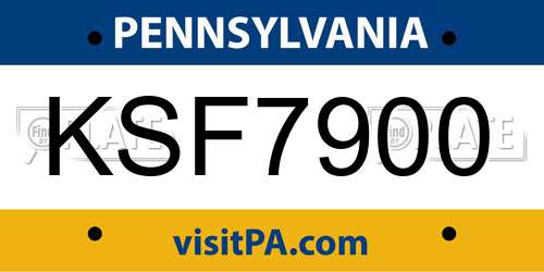 KSF7900 Pennsylvania License Plate