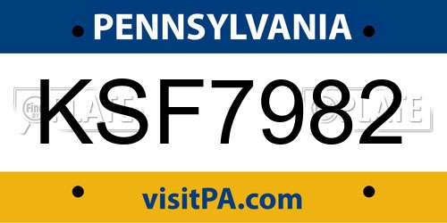 KSF7982 Pennsylvania License Plate