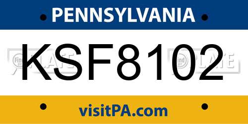 KSF8102 Pennsylvania License Plate