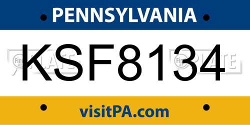 KSF8134 Pennsylvania License Plate