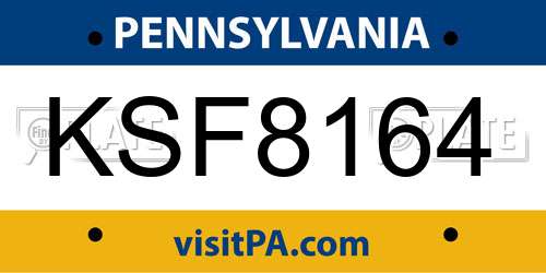 KSF8164 Pennsylvania License Plate