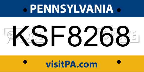 KSF8268 Pennsylvania License Plate
