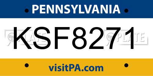 KSF8271 Pennsylvania License Plate