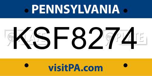 KSF8274 Pennsylvania License Plate