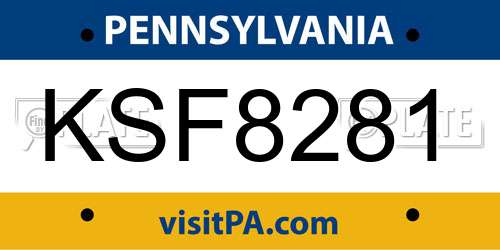 KSF8281 Pennsylvania License Plate