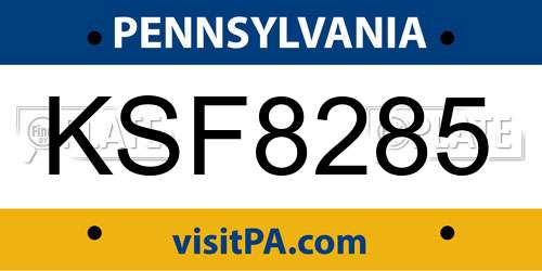KSF8285 Pennsylvania License Plate