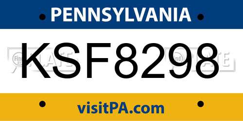 KSF8298 Pennsylvania License Plate