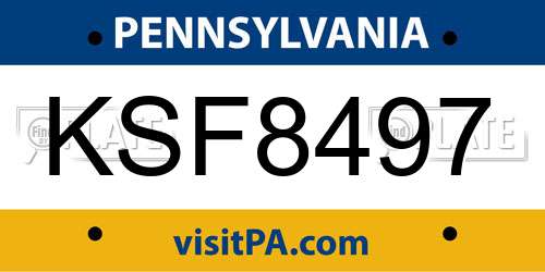 KSF8497 Pennsylvania License Plate