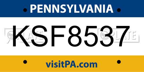 KSF8537 Pennsylvania License Plate