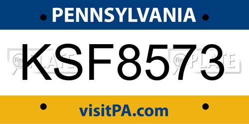 KSF8573 Pennsylvania License Plate