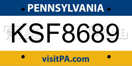 KSF8689 Pennsylvania License Plate