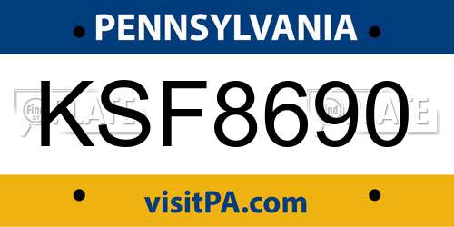 KSF8690 Pennsylvania License Plate
