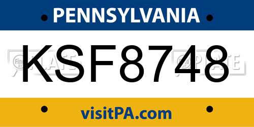 KSF8748 Pennsylvania License Plate
