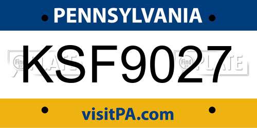 KSF9027 Pennsylvania License Plate