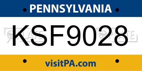 KSF9028 Pennsylvania License Plate