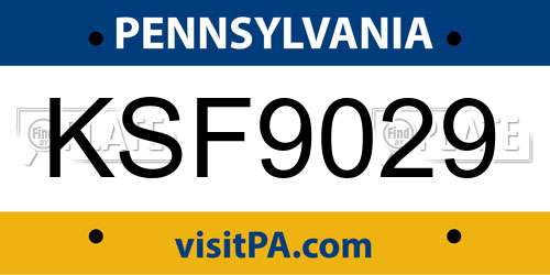 KSF9029 Pennsylvania License Plate