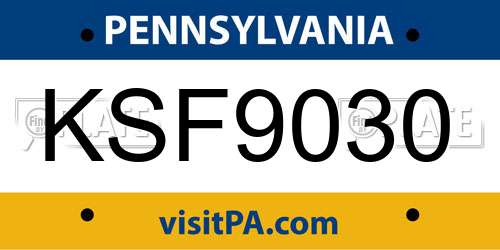 KSF9030 Pennsylvania License Plate