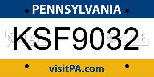 KSF9032 Pennsylvania License Plate