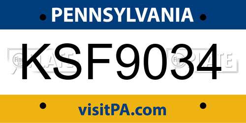 KSF9034 Pennsylvania License Plate