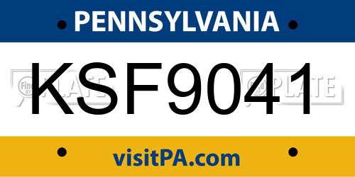 KSF9041 Pennsylvania License Plate