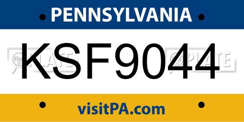 KSF9044 Pennsylvania License Plate