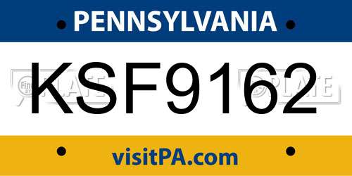 KSF9162 Pennsylvania License Plate