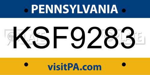 KSF9283 Pennsylvania License Plate