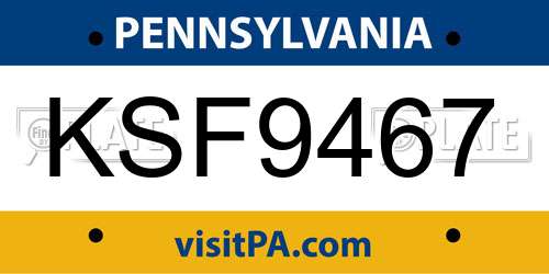 KSF9467 Pennsylvania License Plate
