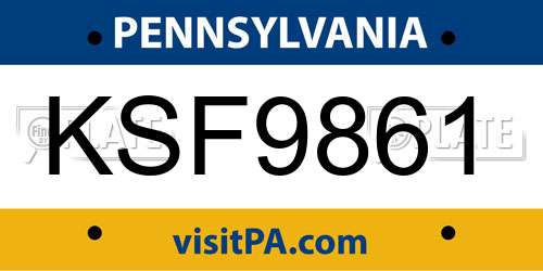 KSF9861 Pennsylvania License Plate