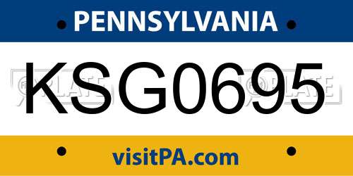 KSG0695 Pennsylvania License Plate