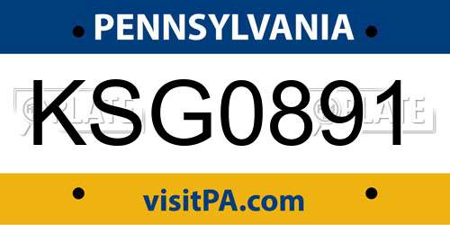 KSG0891 Pennsylvania License Plate