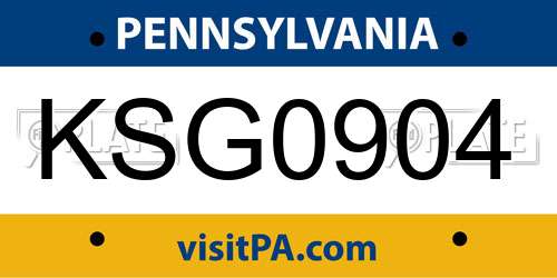 KSG0904 Pennsylvania License Plate