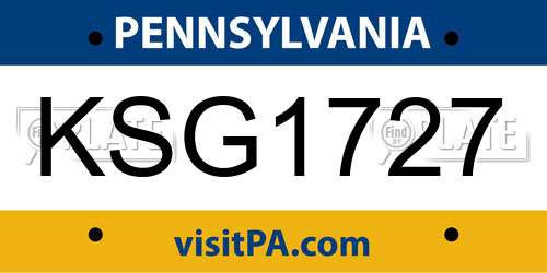KSG1727 Pennsylvania License Plate