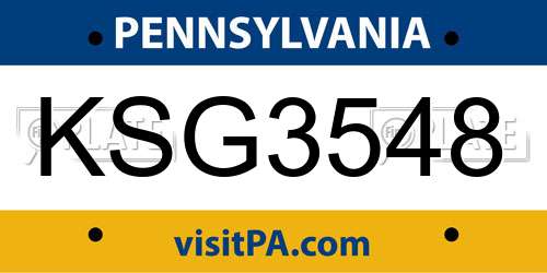 KSG3548 Pennsylvania License Plate