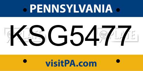 KSG5477 Pennsylvania License Plate