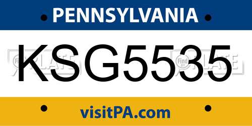 KSG5535 Pennsylvania License Plate