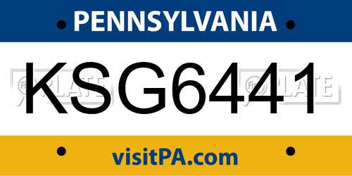 KSG6441 Pennsylvania License Plate