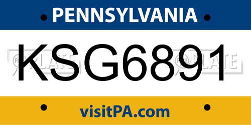 KSG6891 Pennsylvania License Plate